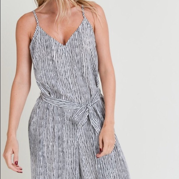 White and Black Striped Jumpsuit - Picture 6 of 8